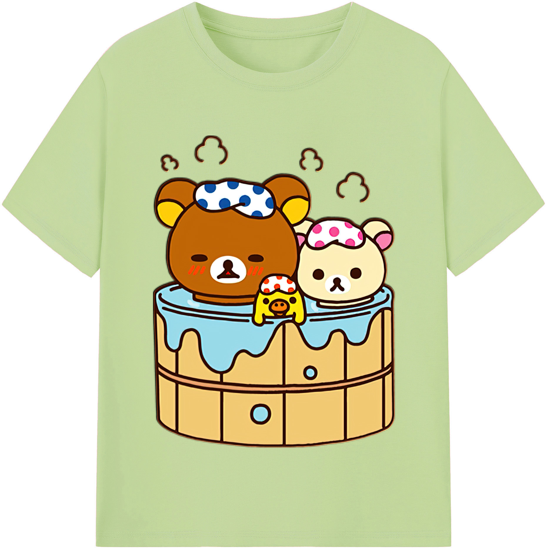 （画像用） リラックマ リラックマ キイロイトリ Rilakkuma Korilakkuma Kiiroitori 綿100％半袖Tシャツ（フロントプリント）